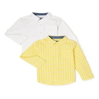 Wonder Nation Baby és kisgyermek fiú gombos ingek, 2-csomag, méretek 12m-5T