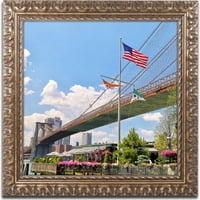 Védjegy Képzőművészet Brooklyn Bridge 3 Canvas Art készítette: Cateyes, Arany díszes keret