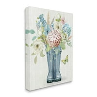 Esőcsizma virágcsokor botanikai és virágos grafikus galéria csomagolt vászon nyomtatott fali művészet