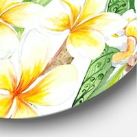 Designart 'Sárga virágok és trópusi lombozat vii' Modern körfém fali művészet - 11 -es lemez