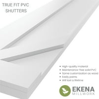 Ekena Millwork 15 W 28 H True Fit PVC San Carlos misszió stílusú rögzített redőnyök, Logourn Blue