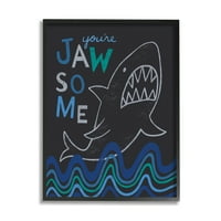 Stupell Industries Te vagy Jawsome szellemes cápa kifejezés óceánhullámok csíkok keretes fali művészet, 30, Nina hét tervezése