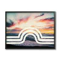 Stupell Industries Sunset Cloud Landscape White Arch Line Abstract Black keret Daphne Polselli