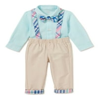 Wonder Nation kisfiú és kisgyermek fiú szőtt ing, íj, harisnyatartók és nadrág öltözött ruhák, 3 darab