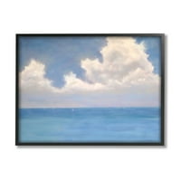 Stupell Industries bolyhos felhők Mélykék óceánhullámok Festés fekete keretes művészet nyomtatott fali művészet, Catherine Andersen