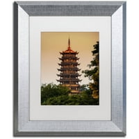Védjegy Képzőművészet Light Pagoda vászon művészet, Philippe Hugonnard, White Matte, ezüst keret