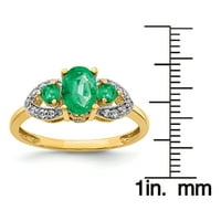 Primal Gold Karat sárga arany ovális smaragd és gyémánt gyűrű