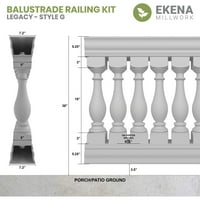 Ekena Millwork 38 H 16'l Fiberthane Legacy nem összeállított balustrade korlátkészlet, Gyle G Style