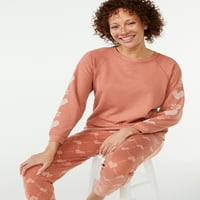 Joyspun női francia Terry Holiday PaJama ajándékkészlet, 2 darab, S-tól 3X-ig