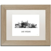 Védjegy Szépművészet 'Las Vegas Nevada Skyline WB-BW' vászon művészete: Marlene Watson, White Matte, Birch Frame