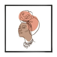 DesignArt 'Afro American Woman IV. Egy vonalú portréja' Modern keretes vászon fali művészet nyomtatás