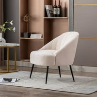 Aukfa pamut vászon szövet ékezetes szék fém lábakkal a nappali hálószobához, creme fehér