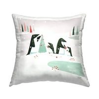 A Stupell Industries Penguins ajándékcserélő téli nyomtatott dobás párna tervezése, Andrew Thornton