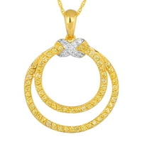 Carat T.W. Sárga és fehér gyémánt 10k sárga arany két kör medál