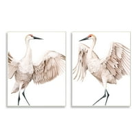 Stupell Industries Egyszerű fehér daru madarak, nyitott szárnyak illusztrációja, 19, Design by Grace Popp