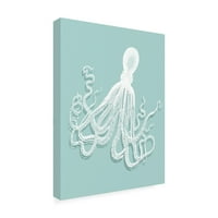 Védjegy Szépművészet 'Octopus White on Seafoam' Canvas Art készítette: Fab Funky