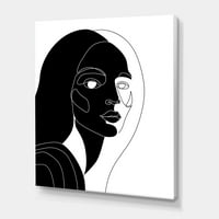 Designart 'retro fekete -fehér minimális portré a fiatal lánynak' modern vászon fali művészet nyomtatvány