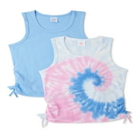 Wonder Nation lányok Cinch Side Tie Dye Tank Tops, 2-Pack, Méret 4- és Plus