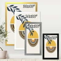 Designart 'absztrakt nap és Hold levelek' Modern keretes Art Print