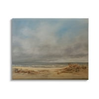Stupell Industries Stormy Cloud Beach Coast Táj tradicionális tengeri festmény, 36, Peter Laughton tervezése