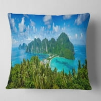 Designart Tropical Island Panorama - Photography Dring Pillow - 18x18