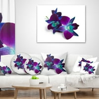 Designart mély lila orchidea virágok fehéren - Virágok dobnak párnamunkát - 12x20