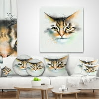 Designart A macska akvarell vázlatának erős megjelenése - Animal Dobás Párna - 12x20