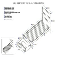 Noho 14 Twin XL fa platform ágykeret láb fiók tárolással, szürke