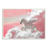 Stupell Industries Unicorn Sky Pink Rainbow Kids Design Wall Plakque, Ziwei Li