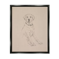 Stupell retriever kutya minimális rajzállatok és rovarok rajzolása fekete úszó keretes művészeti nyomtatási fal művészet