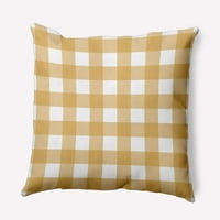 18 18 Egyszerűen Daisy Gingham Plaid Polaister Párna, Golden Mustard QTY 1