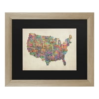 Képzőművészet „amerikai városok szöveges térképe” vászon művészete, Michael Tompsett művészete