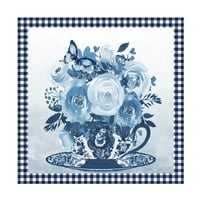Jean Plout 'Blue Teacup Bouquet C' Canvas Art