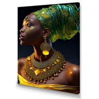 Designart smaragd királynő afrikai nő a hold IV vászon fali művészet alatt