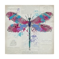 Védjegy Szépművészeti 'Dragonfly on Newsprint 2' Canvas Art készítette: Jean Plout