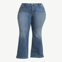 Sofia Jeans női plusz méretű Melisa Flare High Rise Light Distressed Jeans, 32,5 Inseam, Méret 14W-28W.