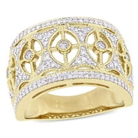 Carat T.W. Gyémánt 10KT sárga arany nyílt filigrán gyűrű