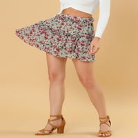 Egyedi olcsó nők elasztikus derék A-vonalú réteges fodros virágos mini szoknya