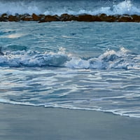 Képzőművészeti vászon Sunrise Blues Beach Waves Studio Arts Canvas Art Print