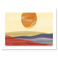 Designart 'Absztrakt Minimalistis Landscape Mountain & Moon' Modern Canvas Wall Art Print