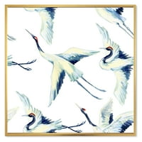 Designart 'ázsiai daru madár benyomás i' Hagyományos keretes vászon fali művészet