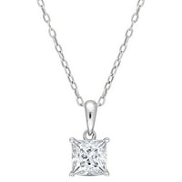 Miabella női 1- Carat T.G.W. A hercegnő-Cut Moissanite sterling ezüst pasziánsz medál lánccal készítette