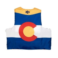X2O csat mentőmellény és dzseki s Colorado Állami zászló, kék és sárga