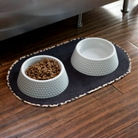 & T Inc. Pet Bowl szőnyeg, fekete dalmát díszítéssel, mikroszálas kutya és macska szőnyeg