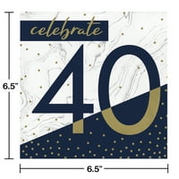 Kreatív konvertáló haditengerészet és arany 40. születésnapi party -készlet, szám