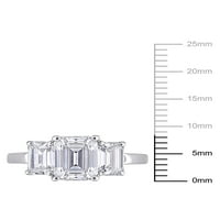 3- Carat T.G.W. Moissanite 10K fehérarany háromköves eljegyzési gyűrű