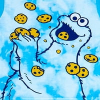 Cookie Monster Baby Boy póló, rövid és nadrág pizsama szett, 4 részes, méretek 9M-24M