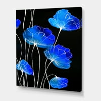 Designart 'részlet a kék virágok fekete háttér II' hagyományos vászon Wall Art Print