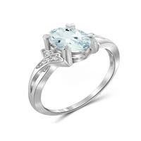 JewelersClub Aquamarine Ring December Birtstone ékszerek - karátos akvamarin ezüst gyűrűs ékszerek fehér gyémánt akcentussal