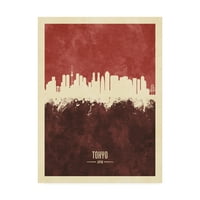 Védjegy Szépművészet 'Tokyo Japan Skyline Red II' vászon művészete, Michael Tompsett